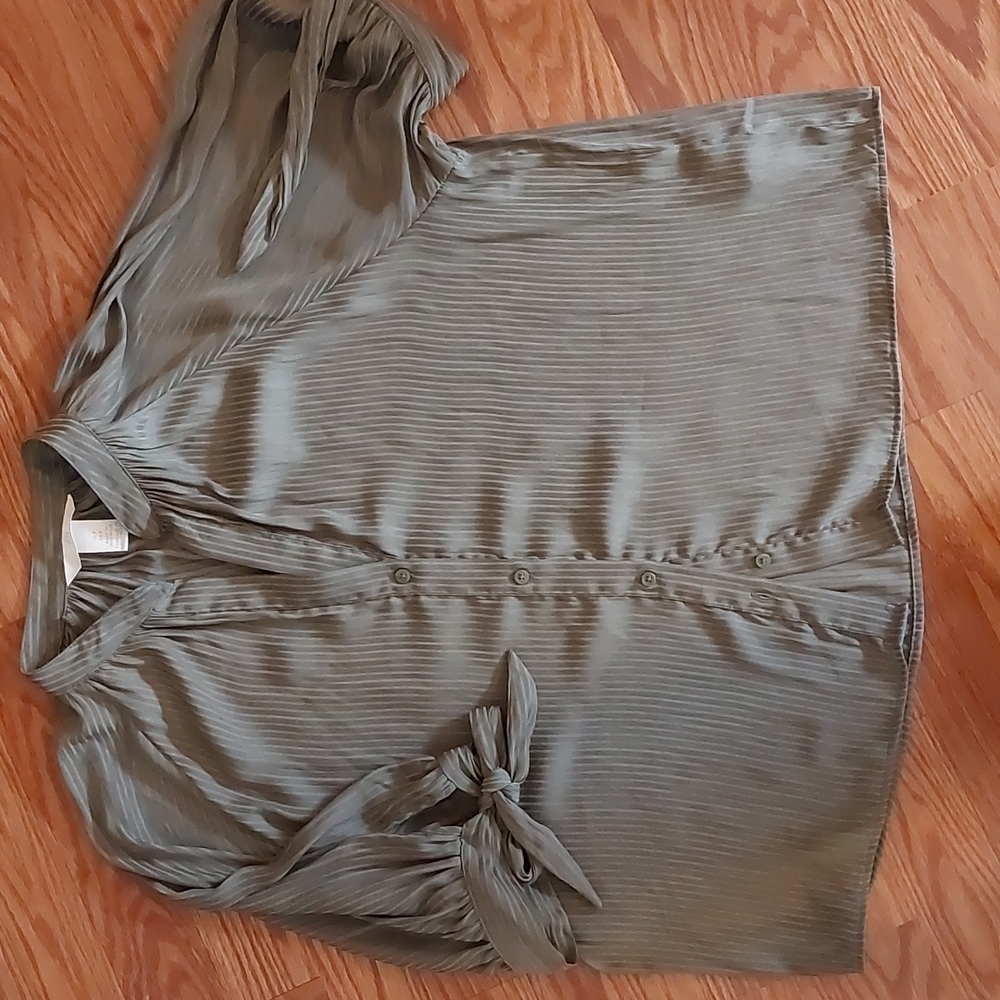 3/4 Tie Sleeve Blouse, H & M, Loden Green, Sz 8